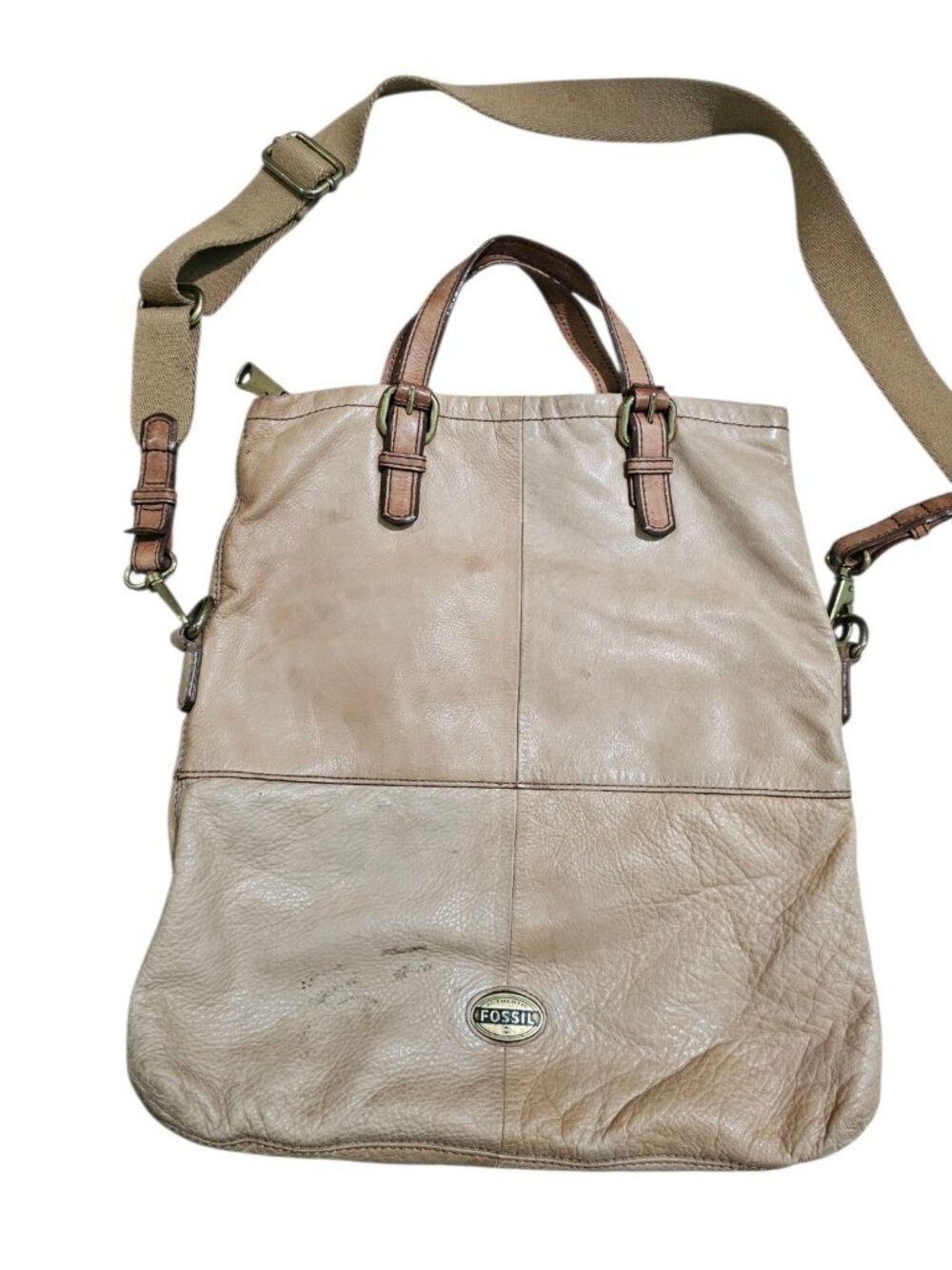 Fossil Womens Large Archival Leather Utility Tote Tan Rare Iconic Gorpcore Bag - Picture 3 of 7